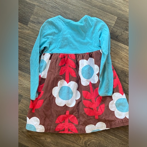 Mini Boden Toddler Floral Smocked Long Sleeve Round Neck Back Zipper Dress 3-4yr - Picture 2 of 3